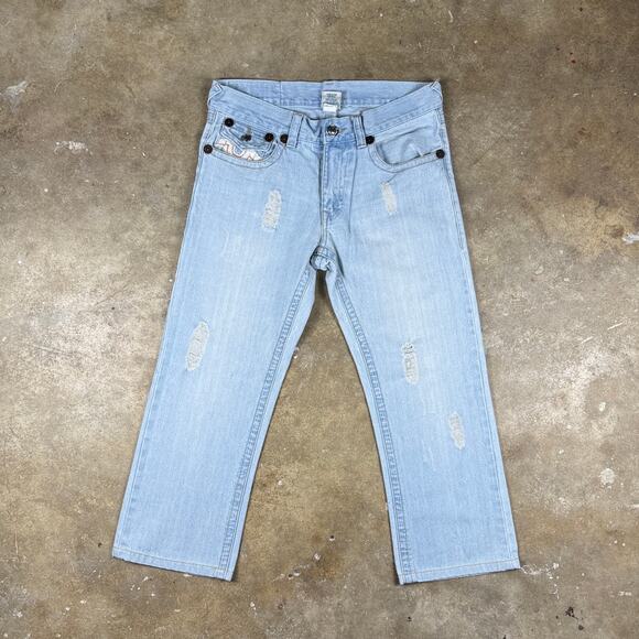 True Religion Billy Jeans Men’s 34 Light Wash USA Distressed Denim Vintage Y2K